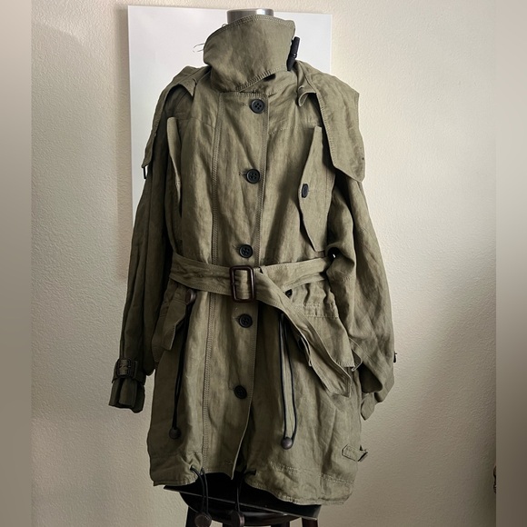 Burberry Prorsum Runway 2012 Cocoon Linen Belted Hooded Parka Jacket RARE - Picture 13 of 14
